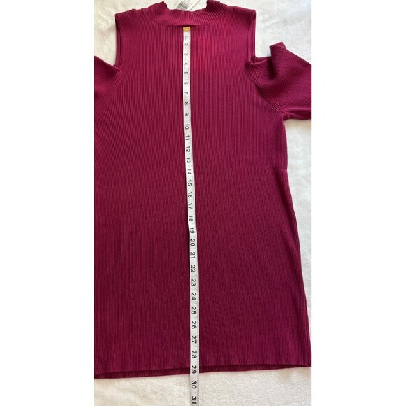 Cold-Shoulder Keyhole Burgundy Ribbed Knit Shirt Dress By Torrid Womens Size 2 - Picture 14 of 15